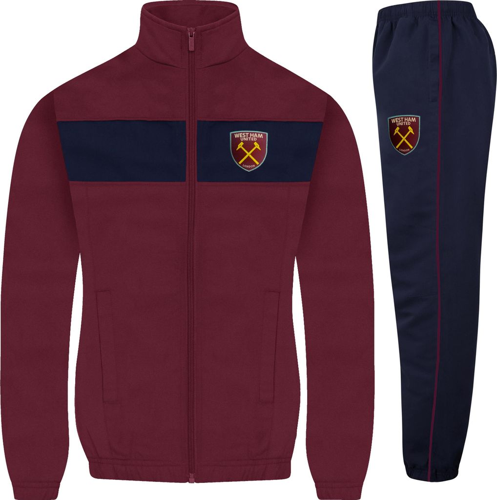 West Ham United FC - Trainingsanzug für Jungen GF976 (110) (Marine/Rotwein)