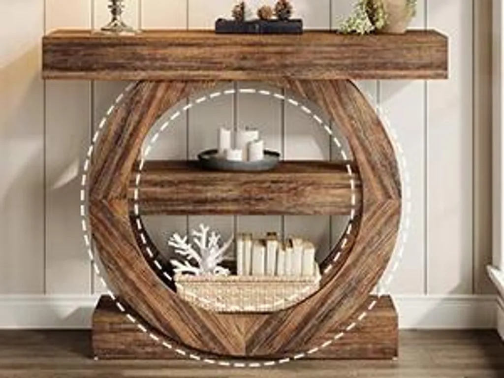 Table console étroite bois gris 105 cm pour optimiser l'entrée vide - 11