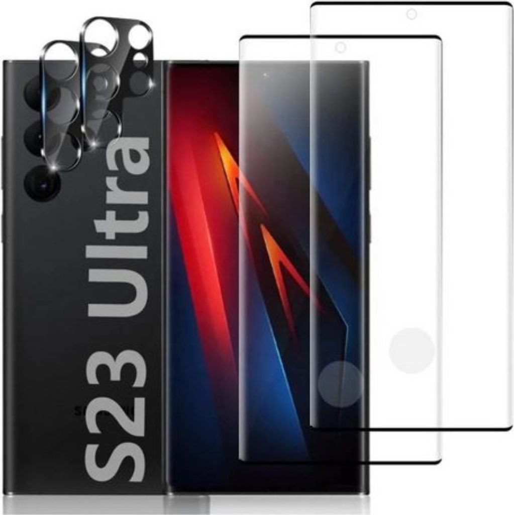 2X Schutzglas für Samsung Galaxy S23 Ultra Display Kamera Panzerfolie Full Screen