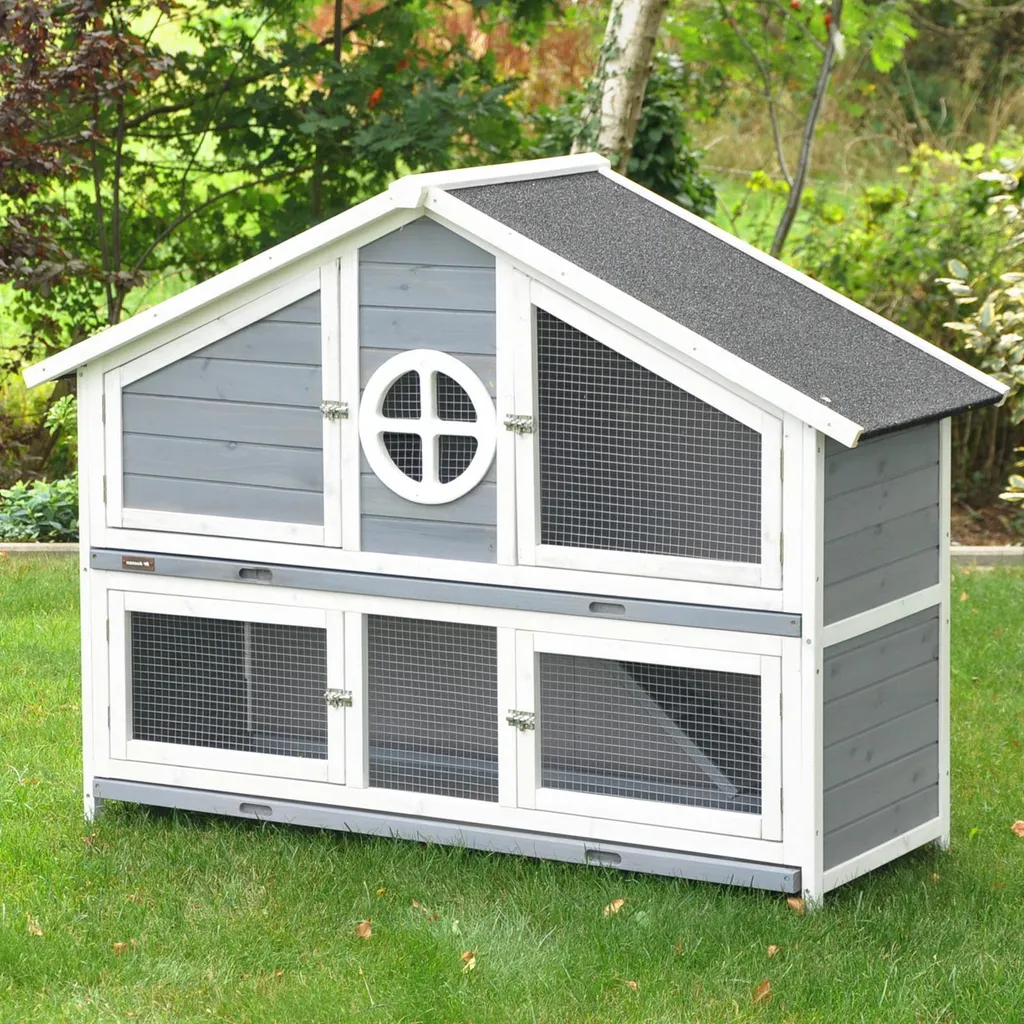 Clapier pour petits animaux Momo gris - Cage lapin en bois robuste
