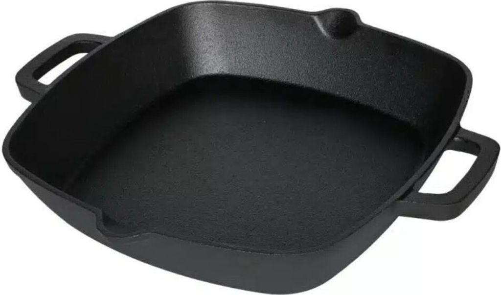 Mustang Cast Iron Pan Square | Two Pouring Spouts | 26x26cm