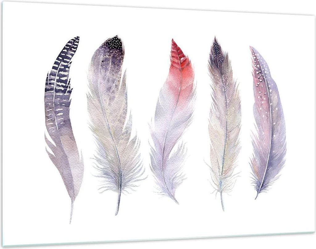 Bilder auf glas - Feder Tier Vogel Komposition - 120x80cm - Glasbilder - Wandbilder - Kunstdruck - zum Aufhängen bereit - Wanddekoration aus Glas ...