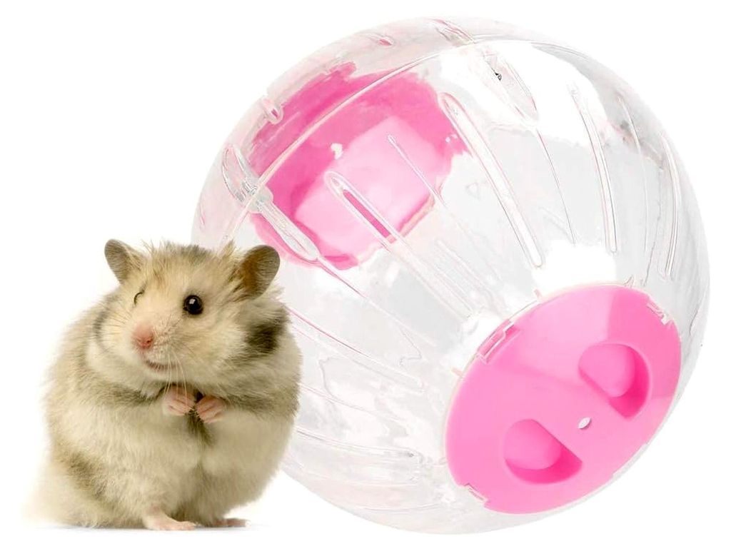 18,5 cm Hamster Gymnastikball aus Kunststoff, transparenter Laufball für Hamster und Rennmäuse (Rosa)