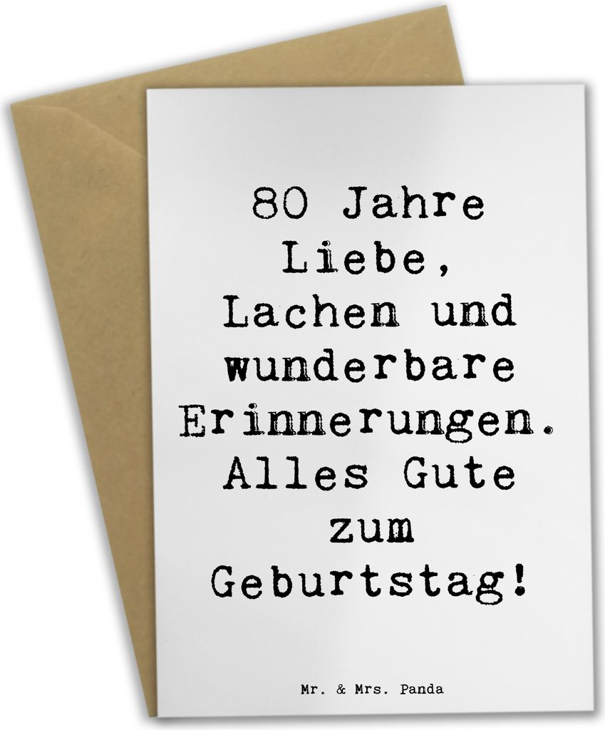 Mr. & Mrs. Panda Grußkarte Spruch 80. Geburtstag - Weiß - Geschenk, herzliche Grüße, hochzeitskarten, osterkarten, Geburtstagsgeschenk, wertvol...