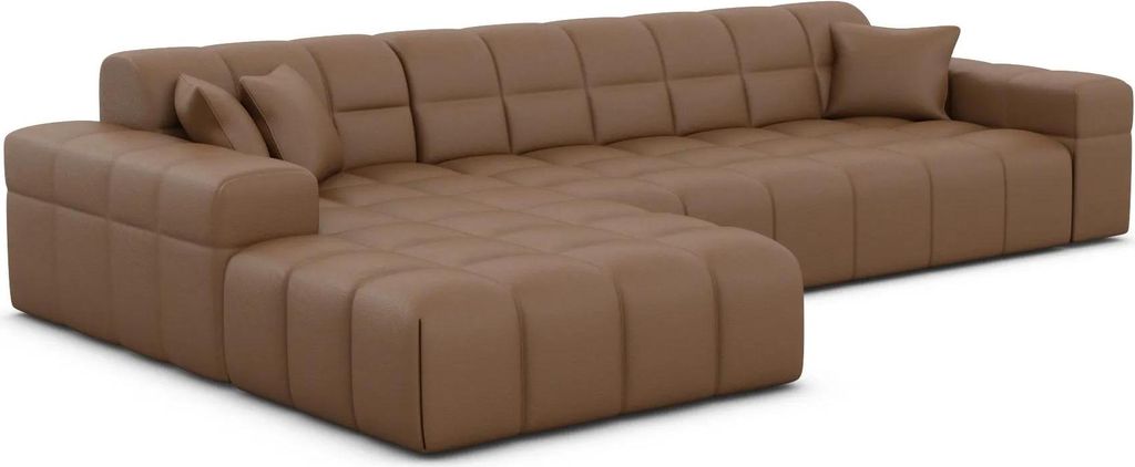 Echtleder L-Form Sofa Nivara Braun Links