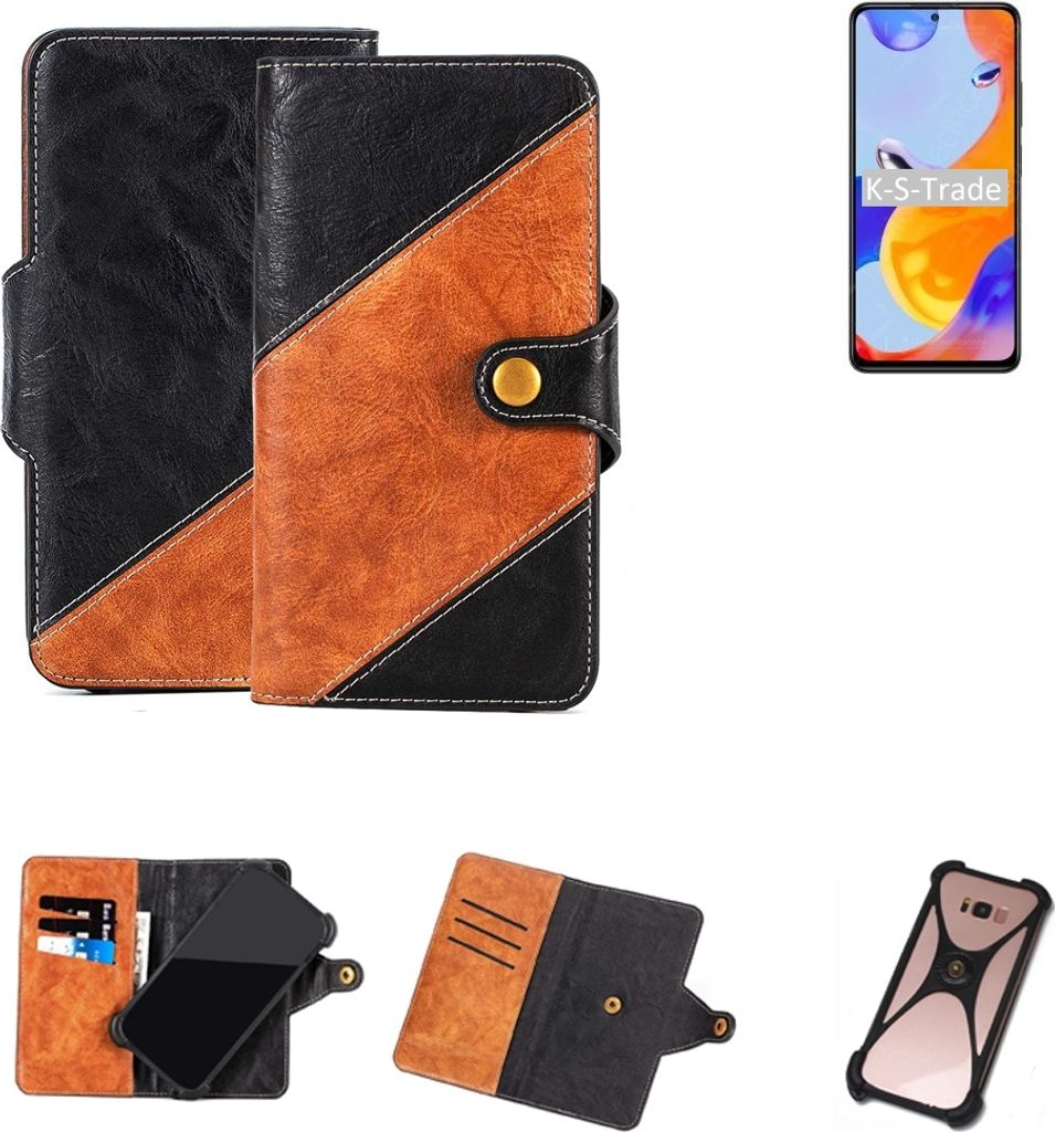 K-S-Trade Handyhülle Schutzhülle Bookstyle Case Wallet-Case kompatibel mit Xiaomi Redmi Note 11 Pro Global Handy Cover Bumper Klapphülle schwarz