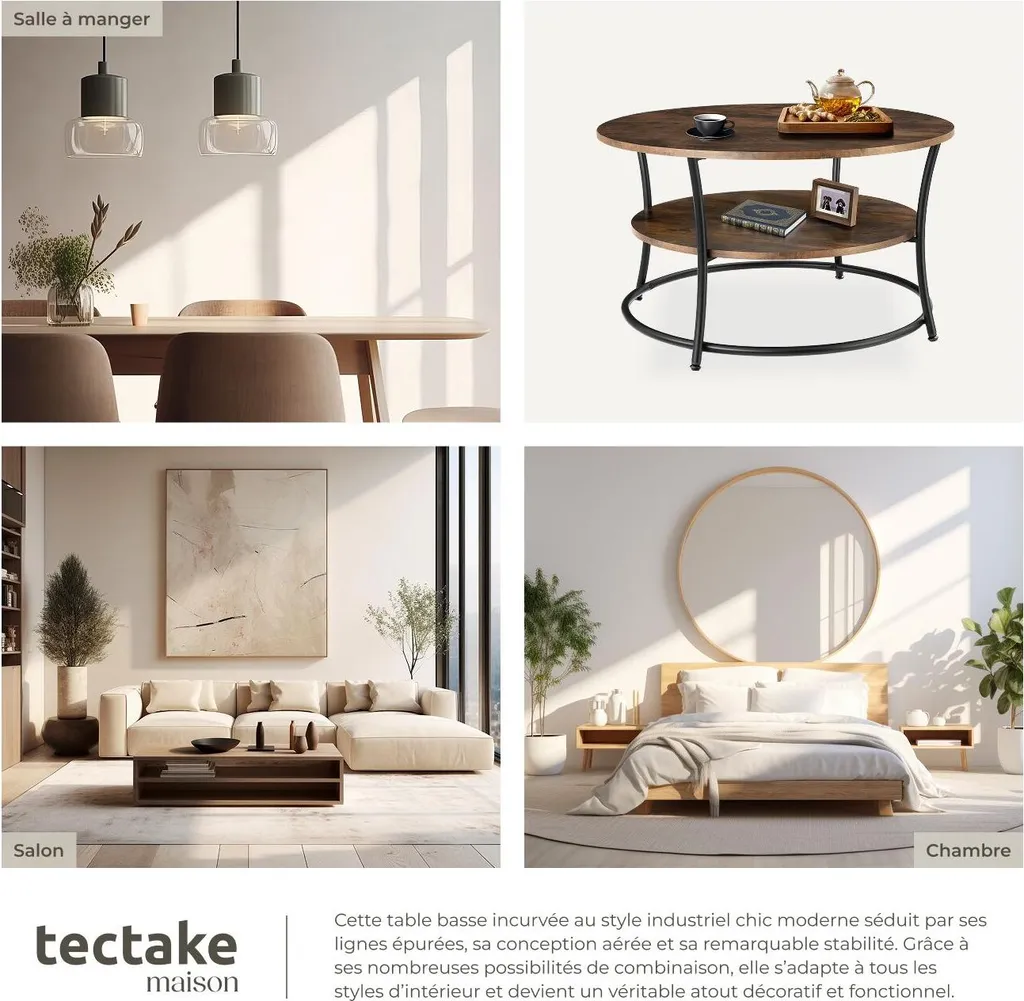 Bout de canapé stable pour salon encombré - Table basse industrielle
