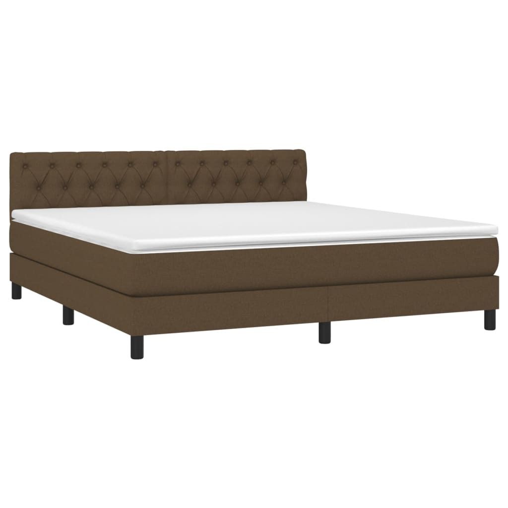 vidaXL Boxspringbett mit Matratze Dunkelbraun 160x200 cm Stoff
