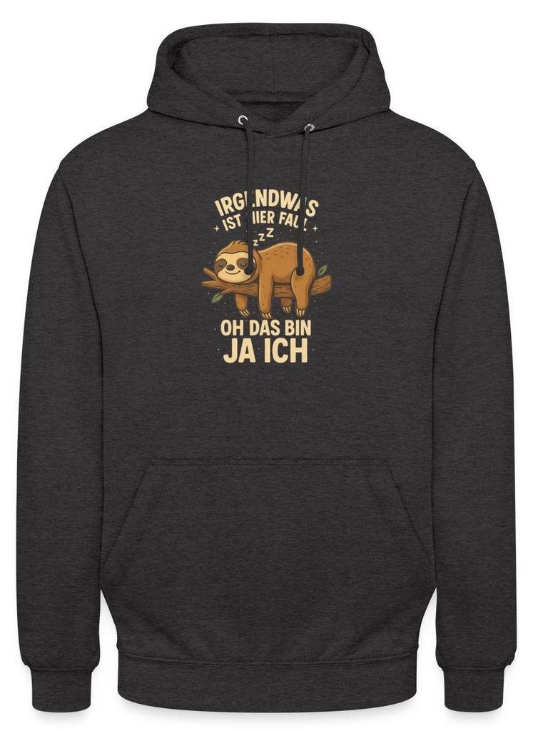 Spreadshirt Irgendwas Ist Hier Faul Oh Das Bin Ich | Faultier Uni Hoodie, XL, Anthrazit