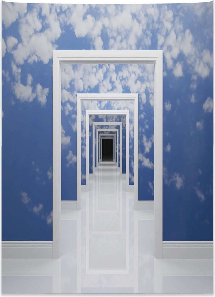 Abakuhaus Futuristisch Wandteppich, Himmel Wolken an Wänden aus Weiches Mikrofaser Stoff Kein Verblassen Klare Farben Waschbar, 110 x 150 cm, Wei...