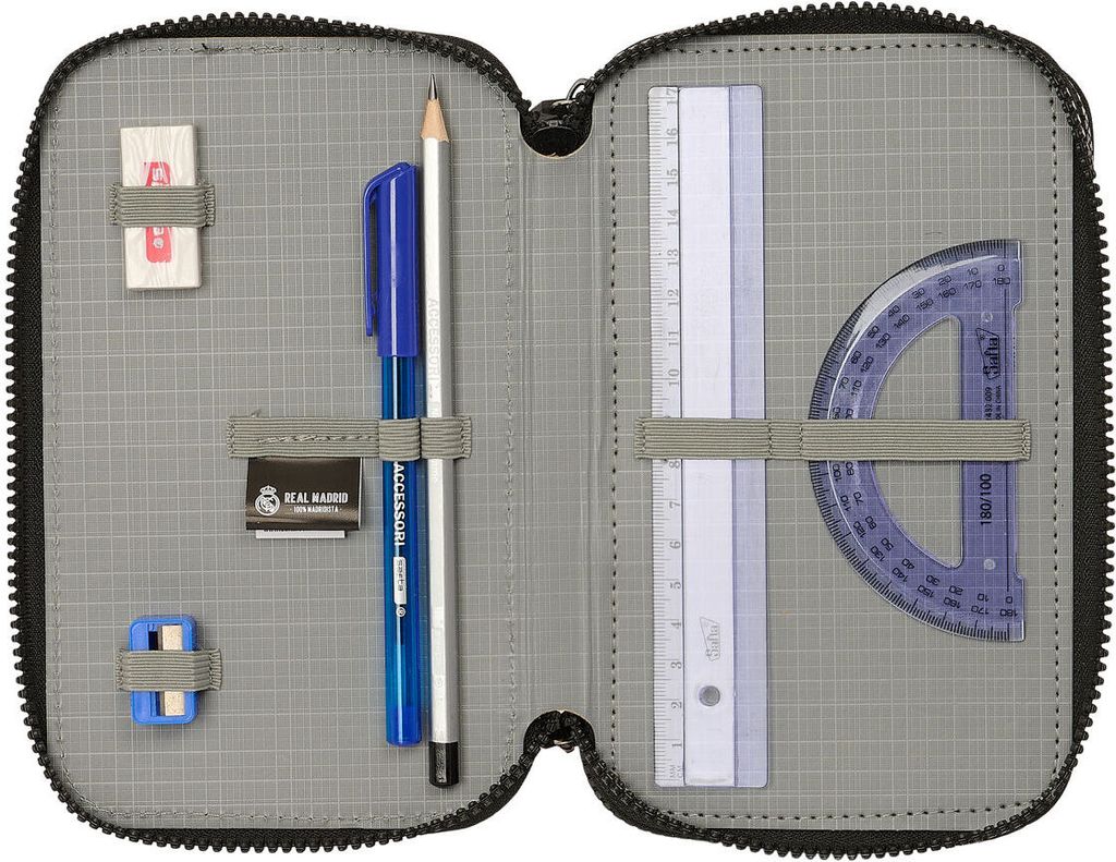 NASA Camo-FAN Dreifach-Federmäppchen Grau – Rechteckiges Etui Mit 3 Reißverschlussfächern, Maße 11 X 23 X 7 Cm – Stylisch & Praktisch!