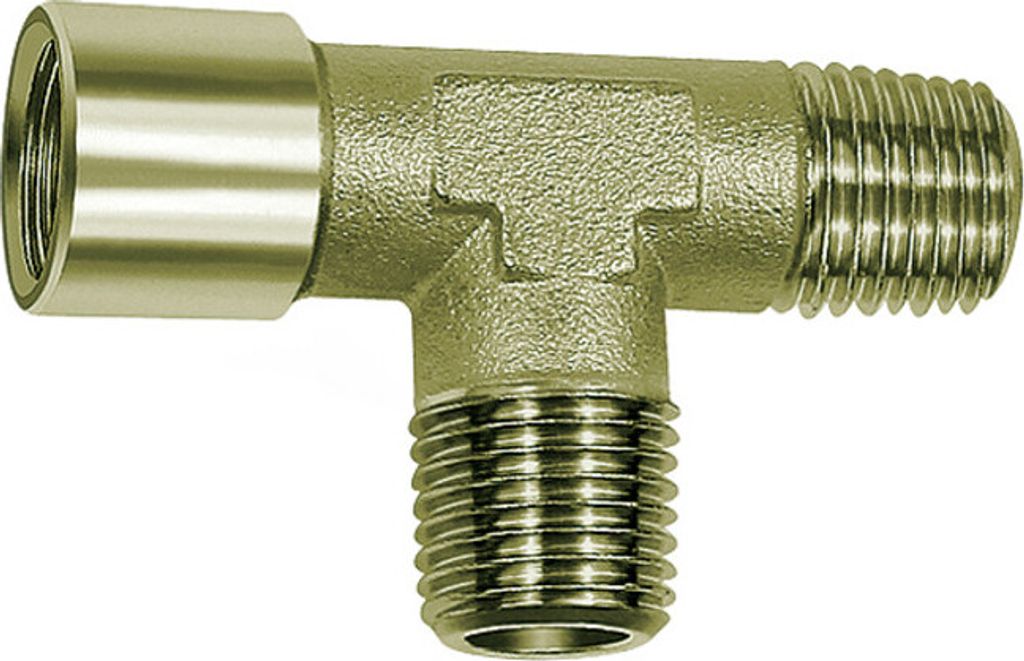 Riegler T-Stück, außen/außen/innen, G/R 3/4, SW 25, Messing vernickelt