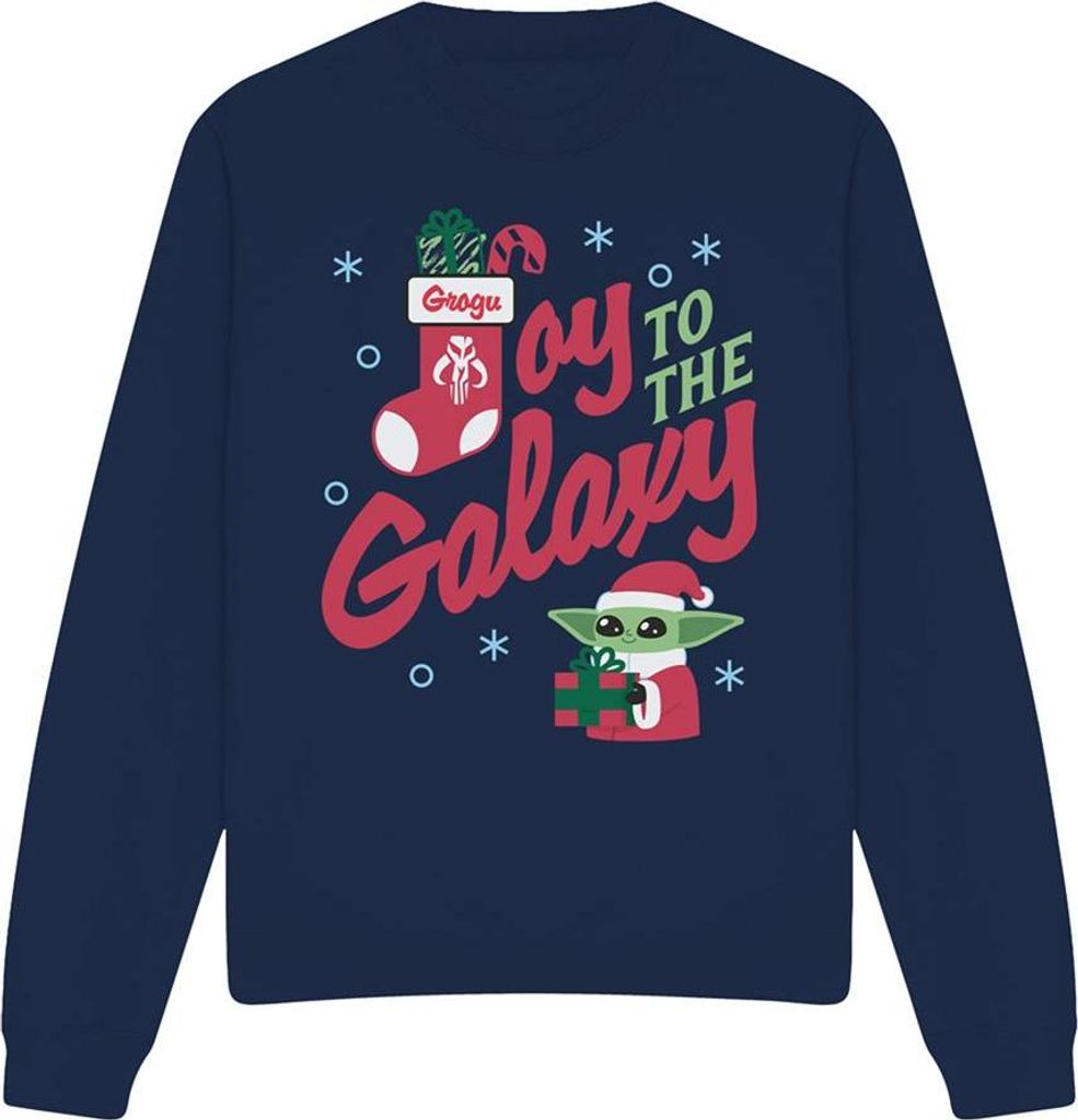 Star Wars: The Mandalorian - "Joy To The Galaxy" Sweatshirt für Herren/Damen Uni, weihnachtliches Design TV26385 (S) (Marine)