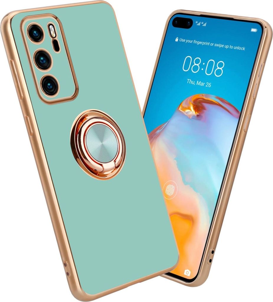 Cadorabo Schutzhülle für Huawei P40 Hülle in Türkis Etui Case Cover Kameraschutz magnetische Autohalterung