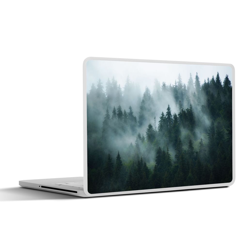 MuchoWow Laptop Aufkleber Sticker Cover Nebel - Bäume - Wald 31x22.5 cm - Laptop-Deko