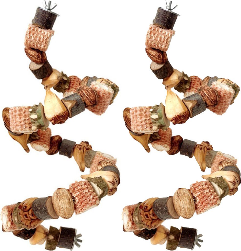 2 Pack 50cm Flexible Hölzerne Kauspielzeuge, Schraube Fix Natürlichen Mais Holz Hängende Kauspielzeug