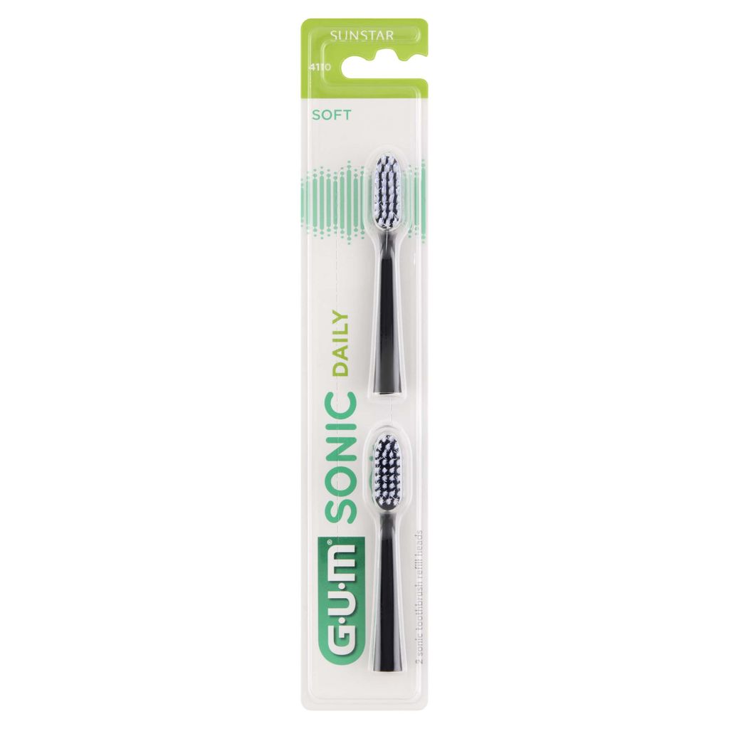A package of two GUM Sonic Daily toothbrush heads on a white background.