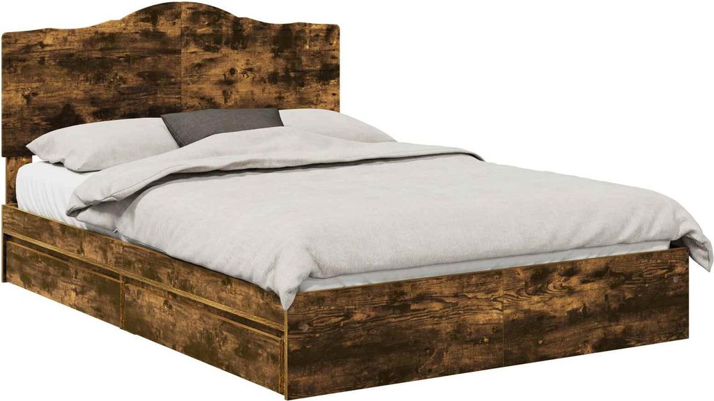 vidaXL Aufbewahrungsbett Geräucherte Eiche 160 x 200 cm Holzwerkstoff