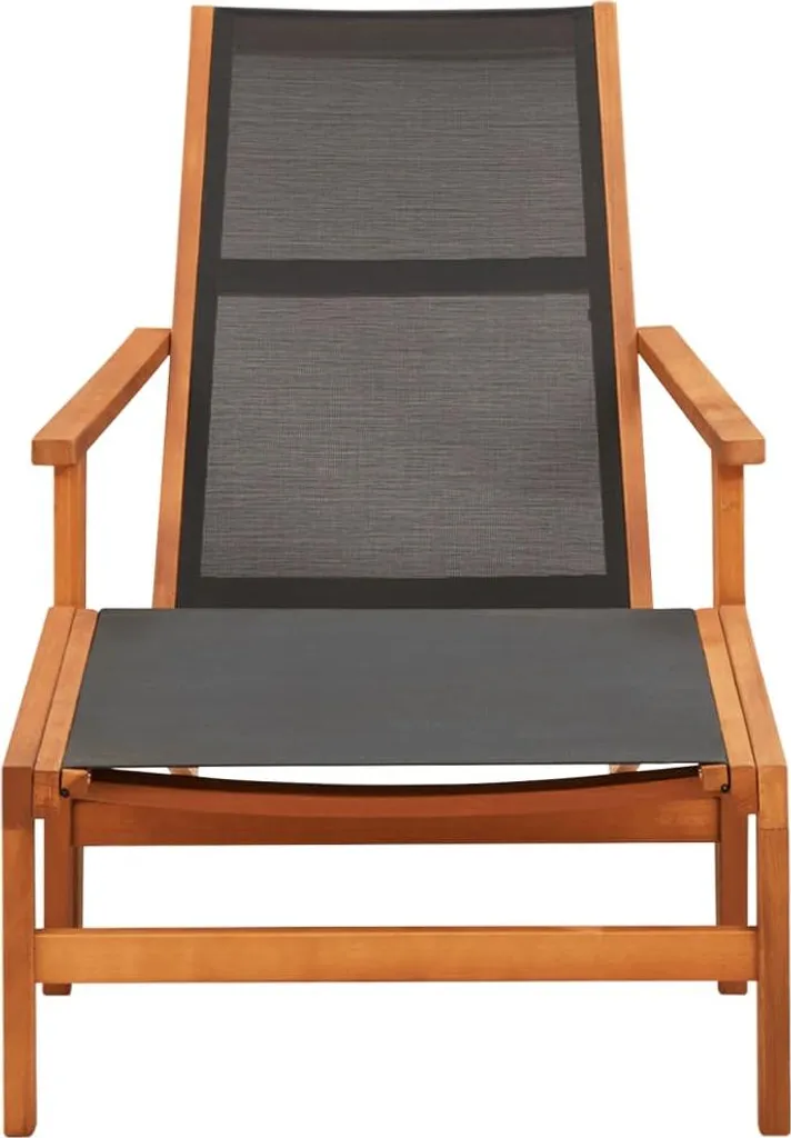 Fauteuil de jardin relax en textilène et bois exotique avec repose-pied