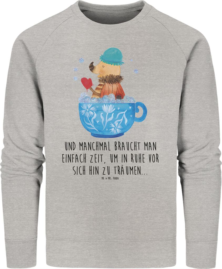 Mr. & Mrs. Panda Baumwoll Pullover Nachtfalter Schaumbad Größe XL - Heather Grey - Geschenk, Badezimmer, WC, Bio, Tasse, Pulli, Bad, Sweater, Zie...