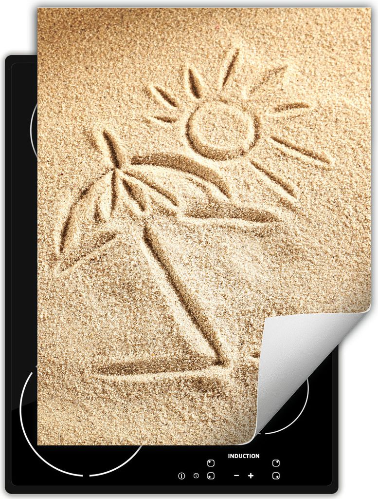 DarHaus Herdabdeckplatte Einteilig Küche Abdeckplatte für Glaskeramikkochfeld Abdeckung Induktionskochfeld Aufrollbare Matte 40x52 cm, Sand - Strand