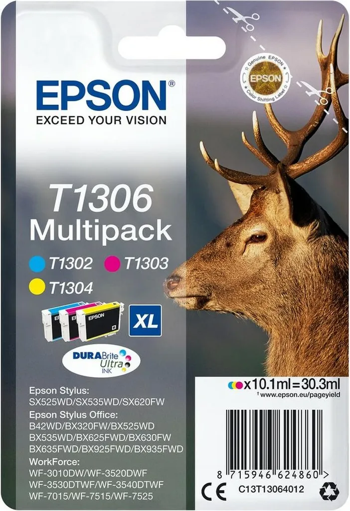 Cartuccia Originale Epson T1306 Ciano Giallo Multipack XL Stag