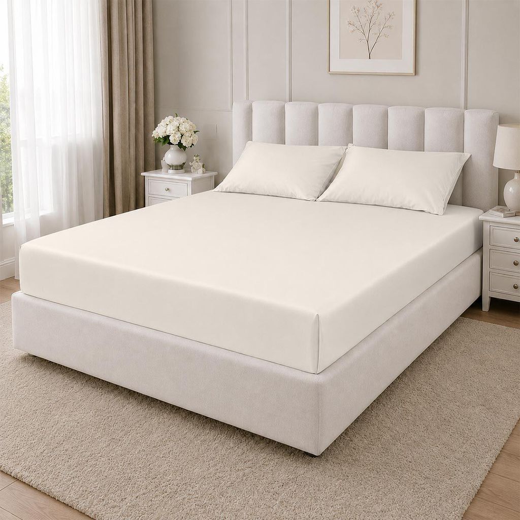Traumschlaf Mako-Satin Haustuch Bettlaken 180x280 cm wollweiss