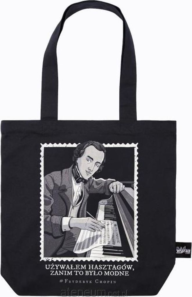 Čierna bavlnená taška Frederic Chopin Obrázok produktu 