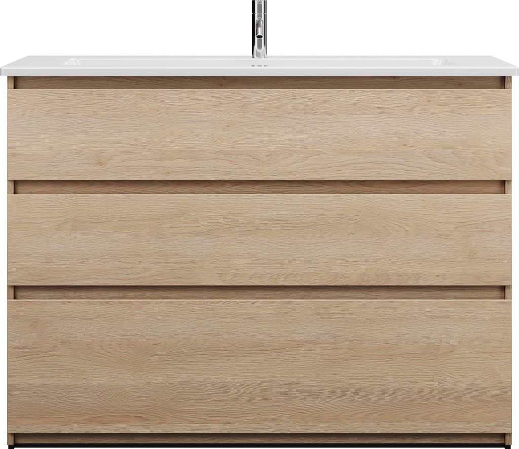 burgbad Lin20 Keramik-Waschtisch Weiß Glänzend inklusive Waschtischunterschrank, 3 Auszüge, 1230x495x912mm, SGHG123F5355C0001