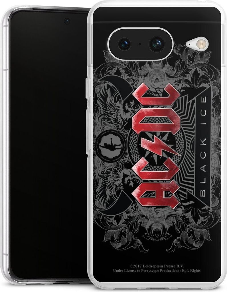 DeinDesign Handyhülle für Google Pixel 8 Silikon Hülle Case Smartphone Schutzhülle ACDC Black Ice Fanartikel