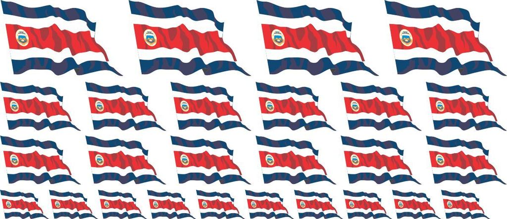 Mini Fahnen / Flaggen Set wehend - 4x 51x31mm+ 12x 33x20mm + 10x 20x12mm- selbstklebender Aufkleber - Costa Rica - Sticker fürs Büro, Schule und ...