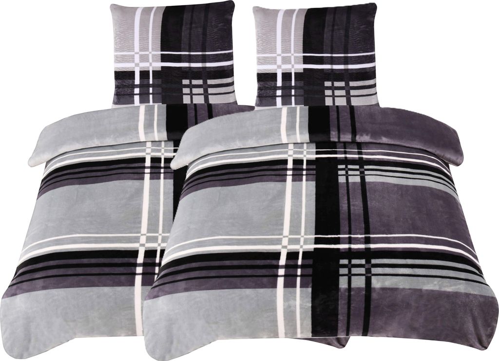 Winter Bettwäsche Teddy Plüsch gestreift modern Kuschelig Produktbild 