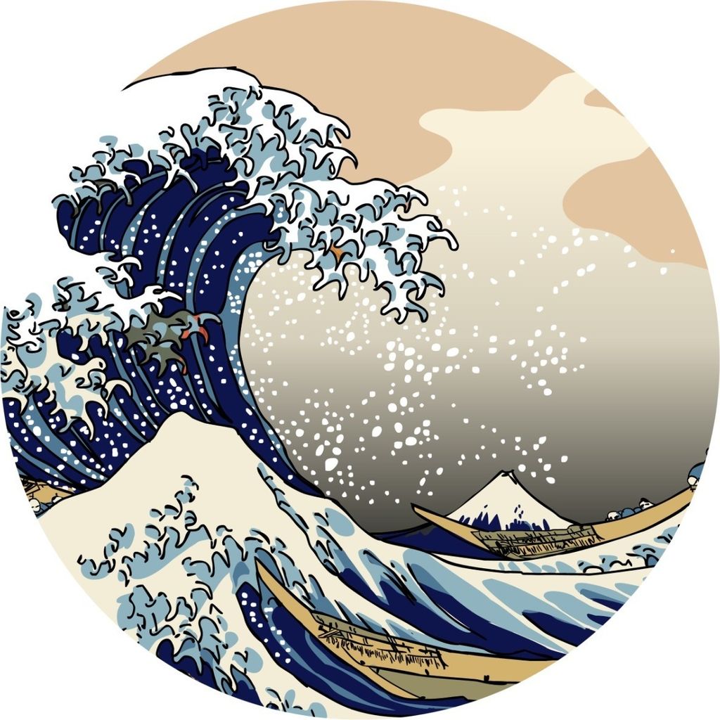 Sticker Kreis Meer WELLEN Abstraktion Natur Moderne Muster für Wohnzimmer Schlafzimmer Wanddeko Aufkleber 100 cm x 100 cm