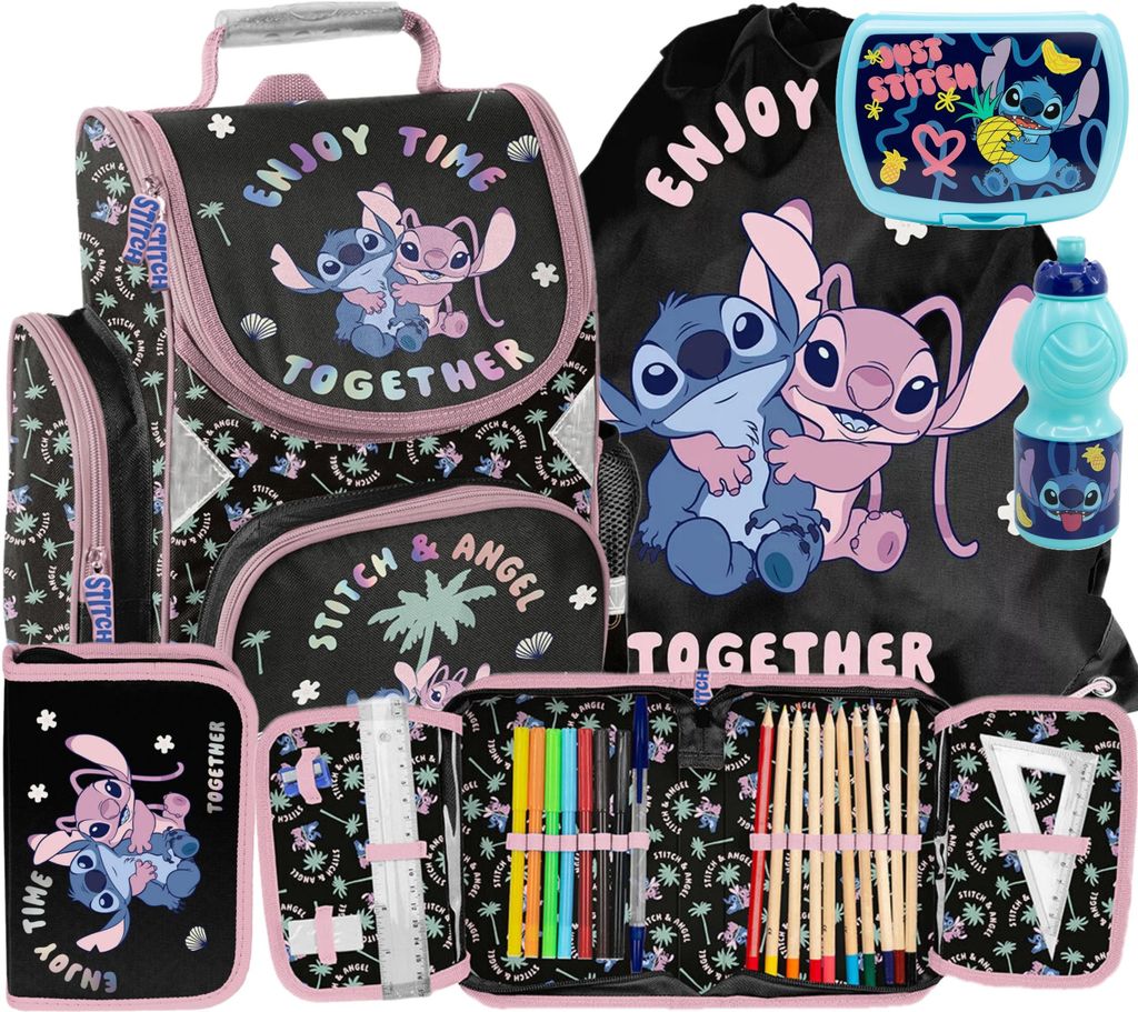 5tlg Lilo und stitch Schulranzen set Rucksack Federtasche Produktbild 