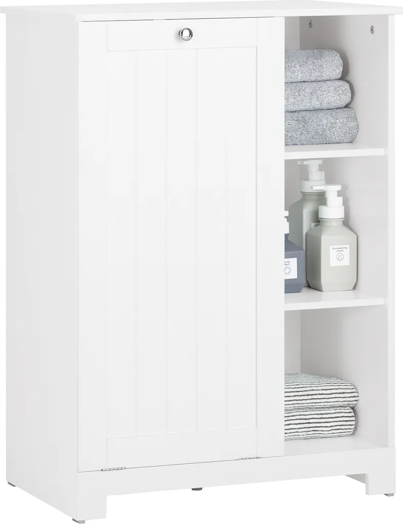 SoBuy BZR105-W Armoire de Salle de Bain avec Panier à Linge Amovible