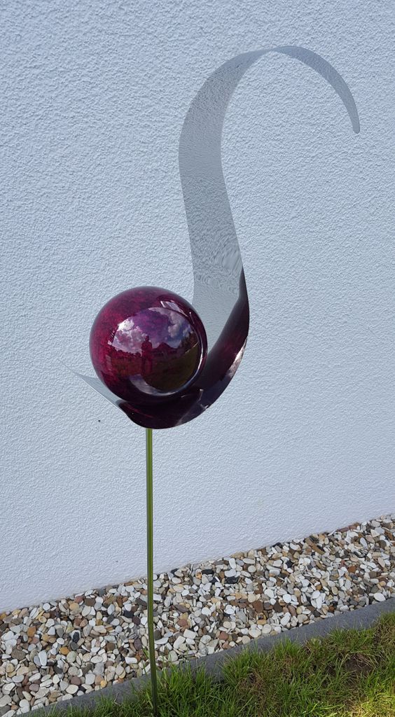Skulptur Flame Edelstahl violett 146 cm Gartenstecker Produktbild 