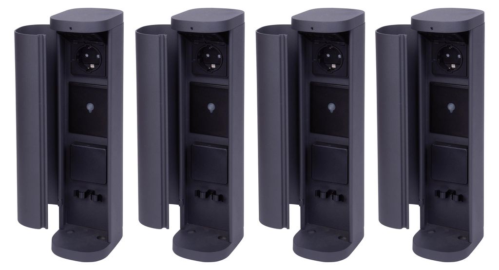 Novatool 4x tuinstekker, draadloos, 3-voudig, antraciet, Productafbeelding 