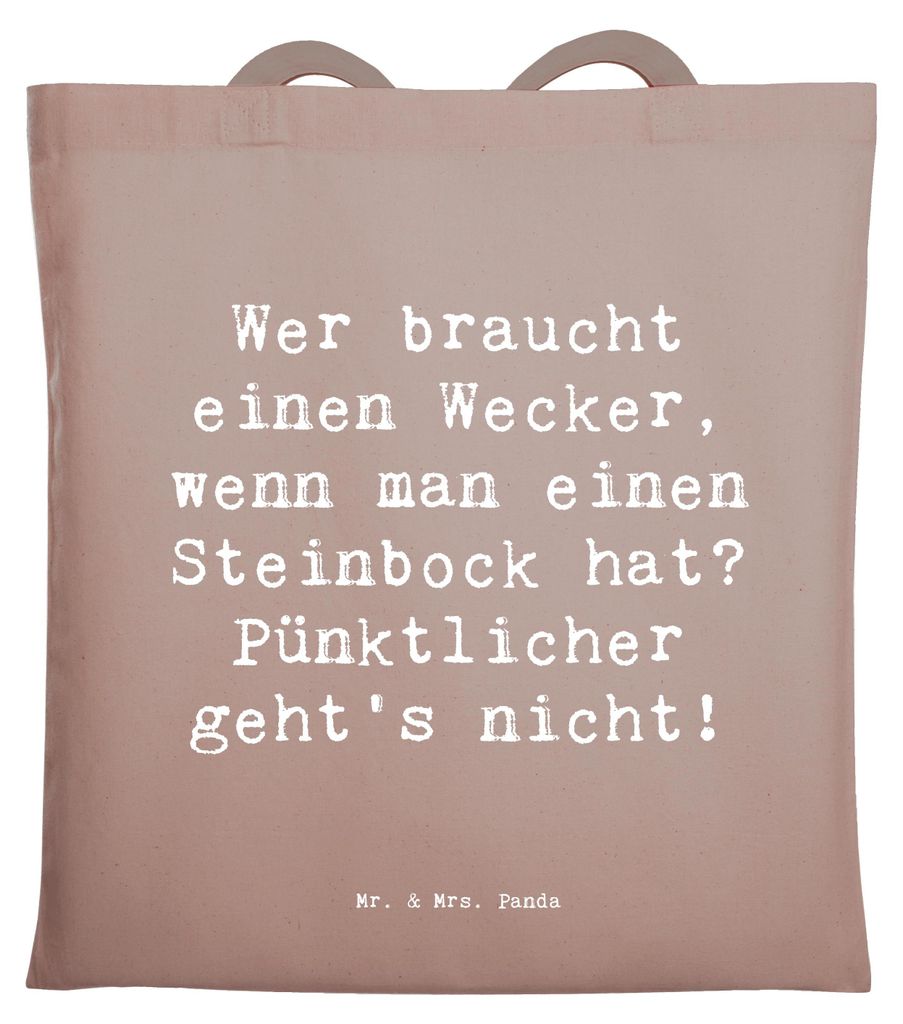 Mr. & Mrs. Panda Tote Bag Spruch Steinbock Wecker - Braun Produktbild 