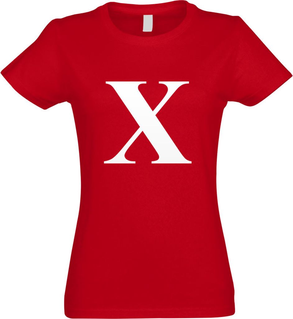 Kiwistar - T-Shirt tailliert - Damen - rot - Buchstabe X - Alphabet - mit Motiv Bedruckt - Funshirt Design - Sport - Freizeit - Damen - L
