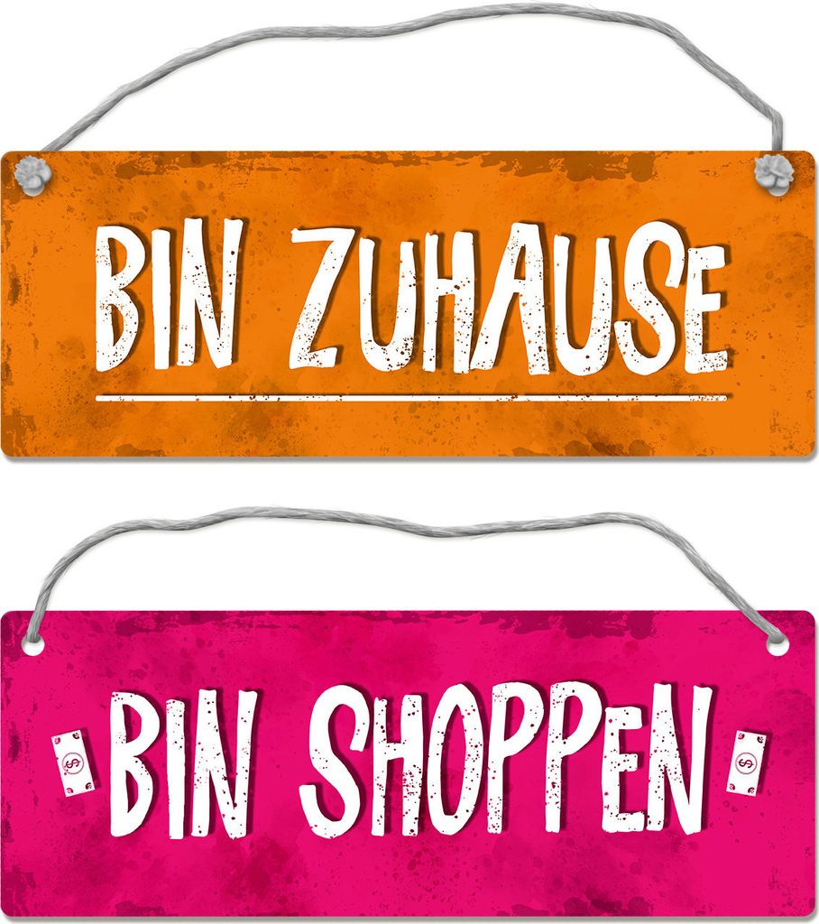 Bin shoppen - Bin Zuhause Wendeschild mit Kordel Schild Türschild Türhänger