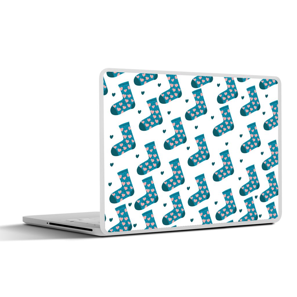 MuchoWow Laptop Aufkleber Sticker Cover Socken - Schnittmuster - Herzen 36.5x27.5 cm - Laptop-Sticker