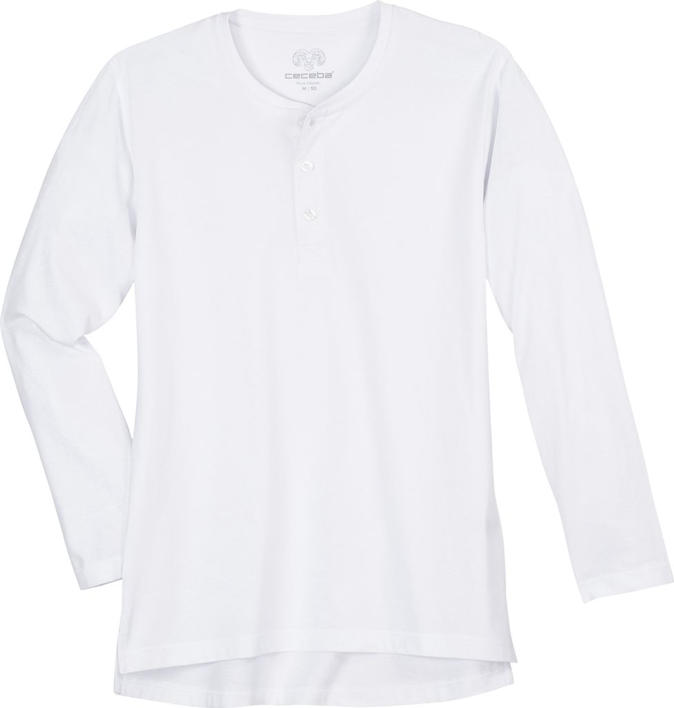 Ceceba Langarmshirt Übergröße weiß Knopfleiste