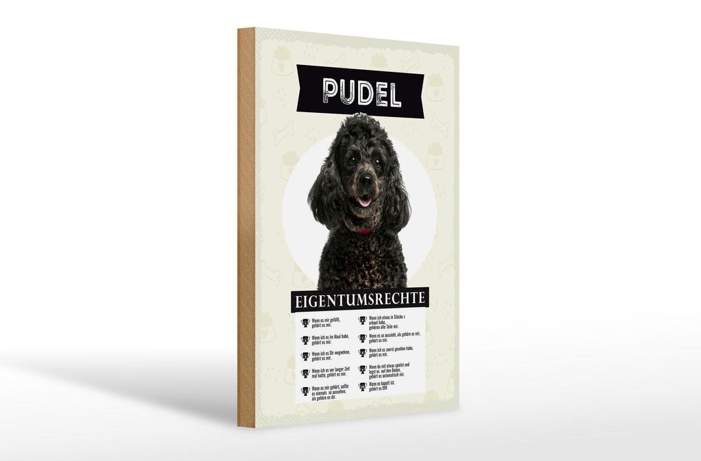 Holzschild Spruch 20x30cm Pudel Eigentumsrechte Geschenk