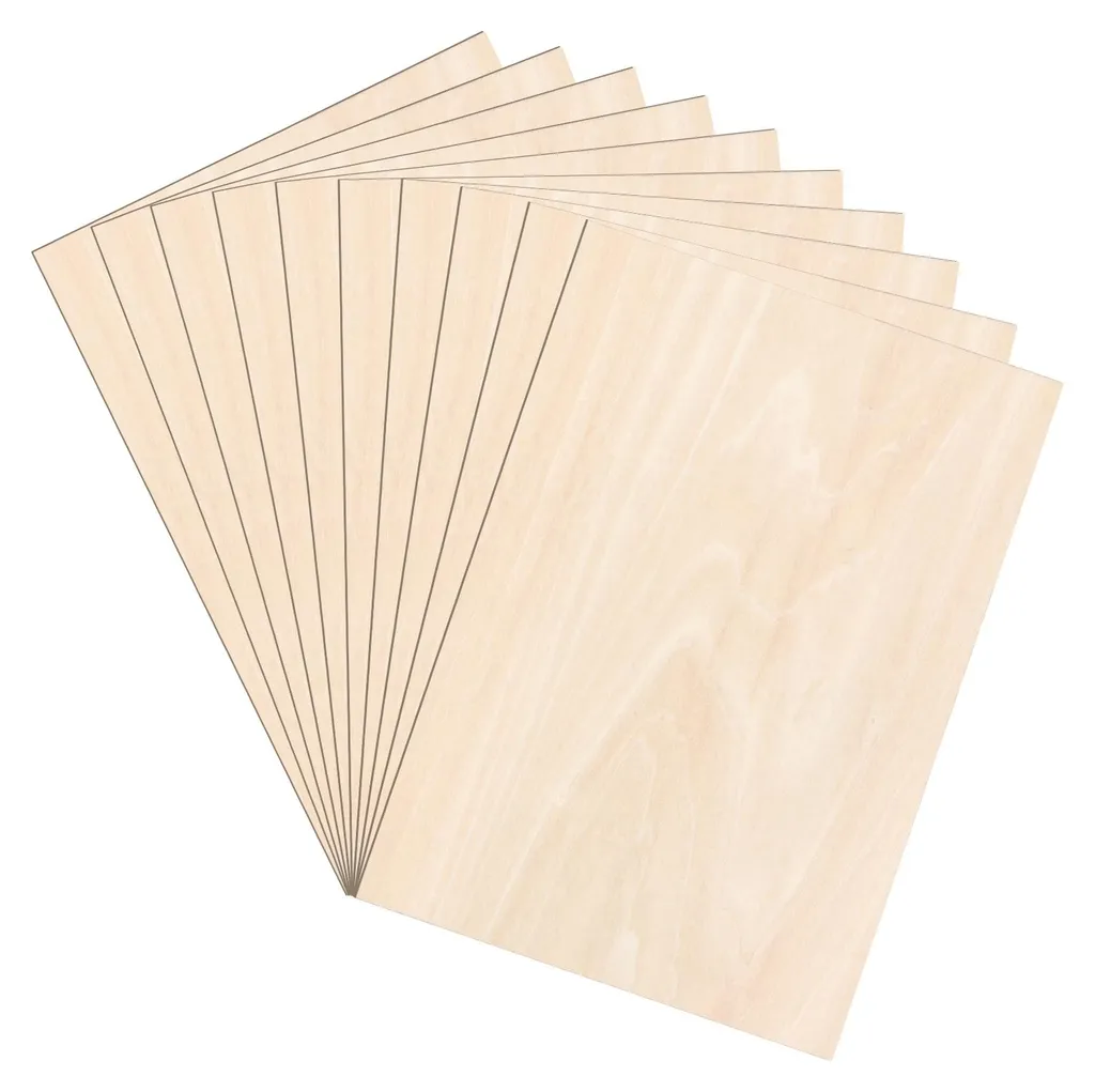 Clanmacy 50 x A4 foglio di legno, 300 x 210 x 3, sottile compensato grezzo | Foglio perfetto per seghetto, pirografia, taglio laser, router CNC, openwork