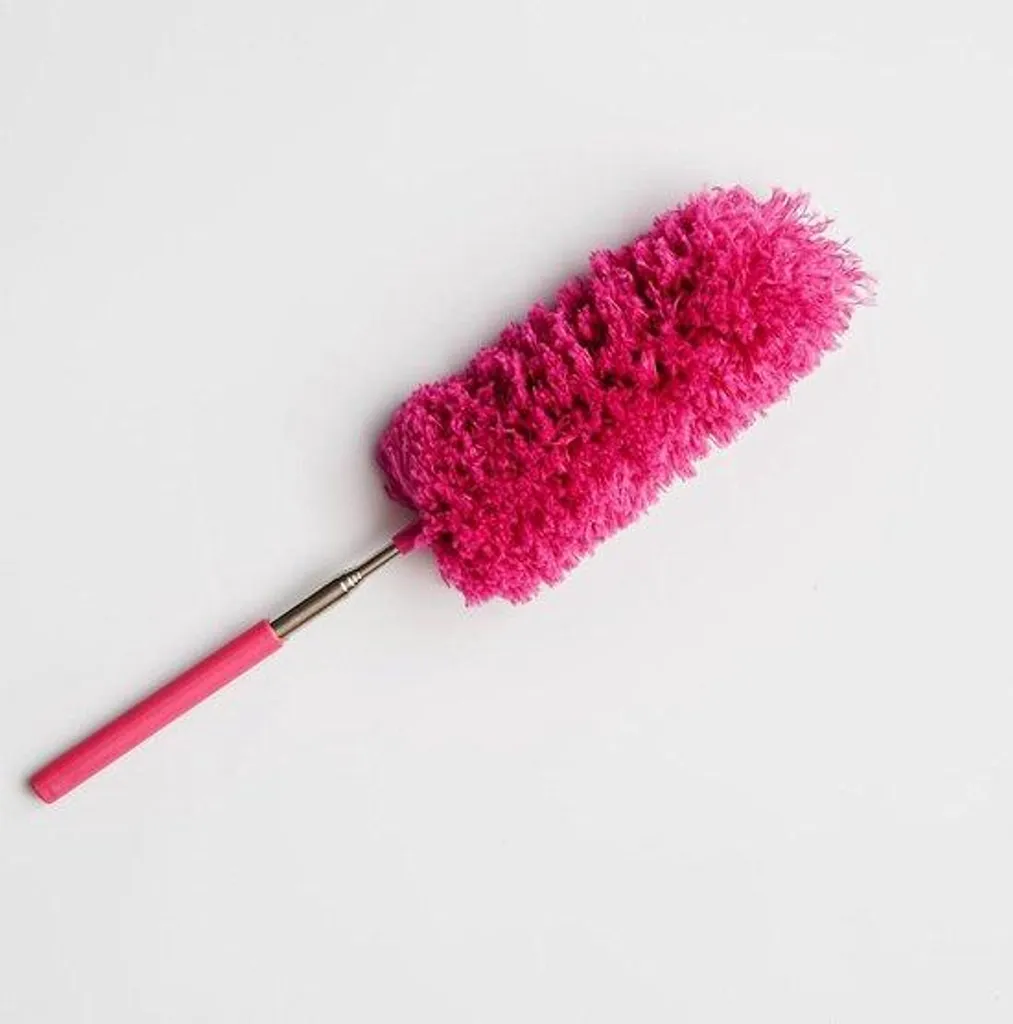 Plumeau télescopique rose en microfibre pliable pour poussière difficile