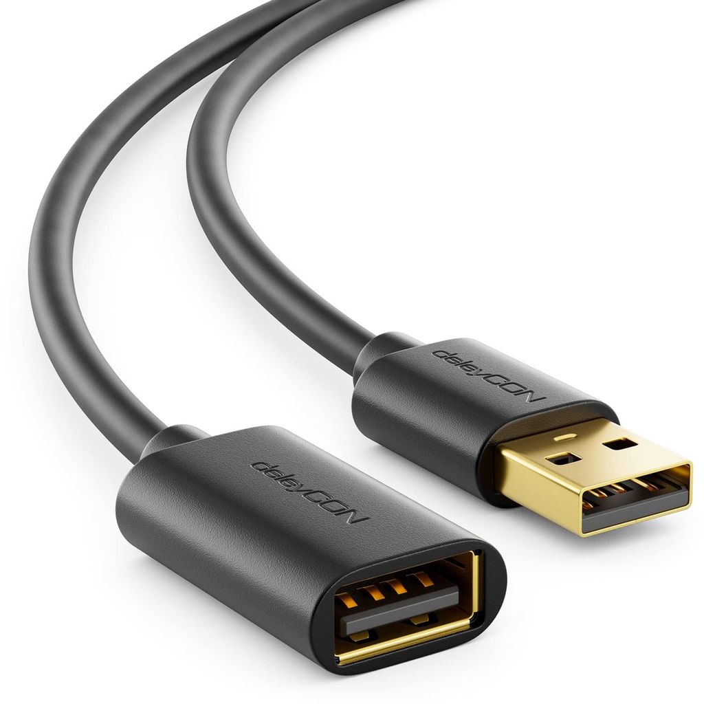 deleyCON 2m USB 2.0 Verlängerungskabel USB-A auf USB-A - Produktbild 