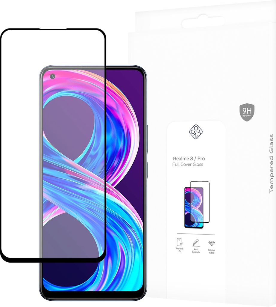 Schutzfolie Realme 8, 8 Pro - Panzerglas - Cazy - Schwarz