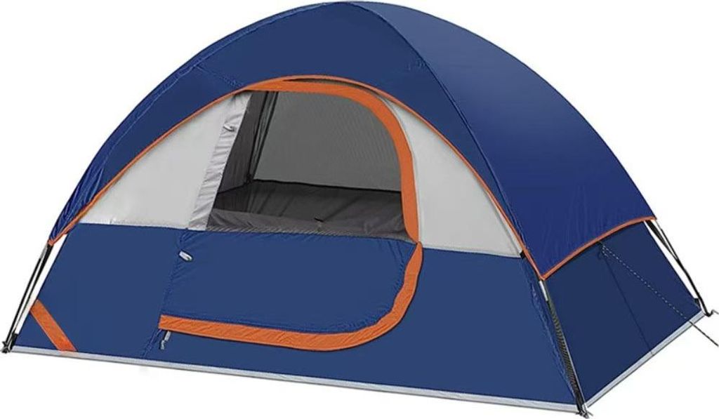 Doppelwandiges Campingzelt 2 Personen, wasserdicht, blau, Glasfaserstangen, Outdoor Trekkingzelt