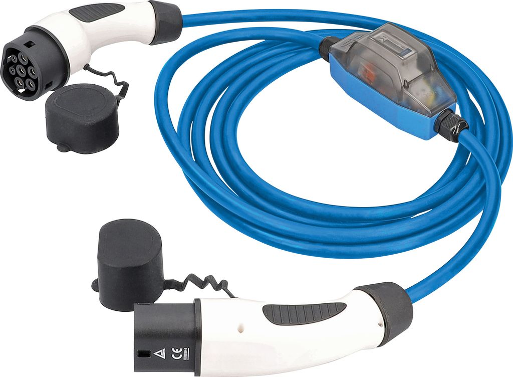 as-Schwabe e-Auto Ladekabel 5m mit Stromzähler Mode 3 Typ 2 1-phasig 3.6kW IP44