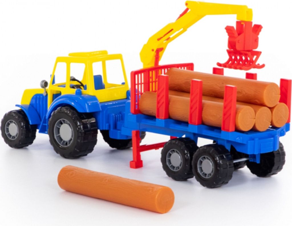 Harzland Traktor mit Holztransporter und Kranarm